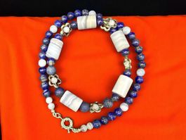 Unikat 💎 Halskette Lapislazuli und Chalcedon - Neu