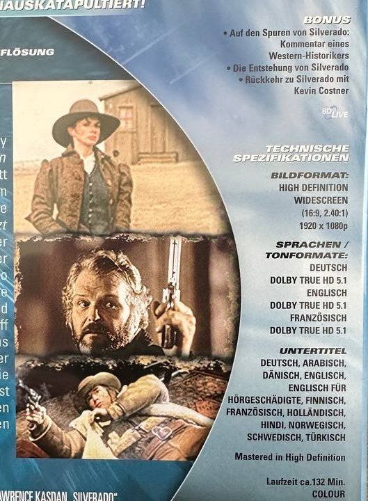 Tutti i DVDs: Silverado Blu-Ray, Western Klassiker mit Kevin Costner – Usato da Beringen venduto da Mantafisch1 2