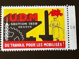 Soldatenmarke U.D.M. section Genève 1939 ungestempelt