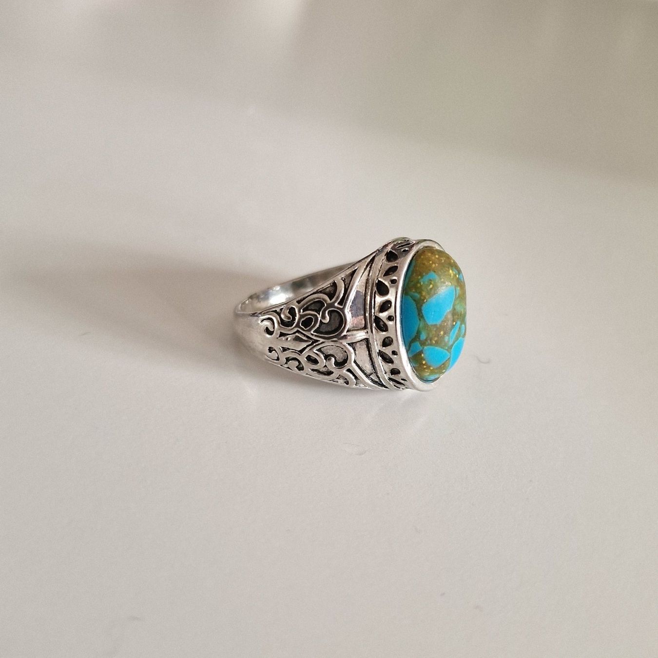 Anelli: Vintage Silberring mit Türkis-Stein, Grösse 58 – Usato da Birr venduto da sen_8djr 1