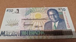 Malawi 10 Kwacha Schein, Jahrgang 1995 NEU