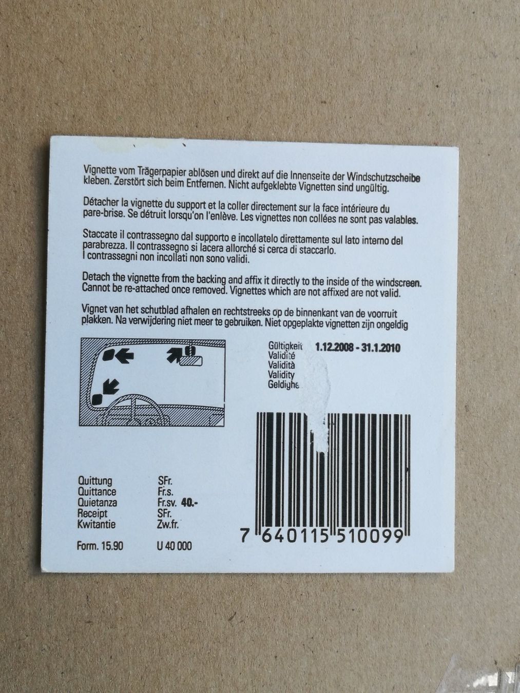 Autobahnvignetten: Autobahnvigniette 2008  **Neu** – Neu und originalverpackt aus Niederdorf von salti 1