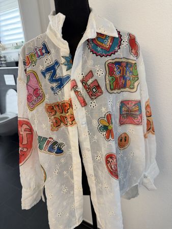 Transparente Sommerbluse, Gr. L /XL originelles Design!