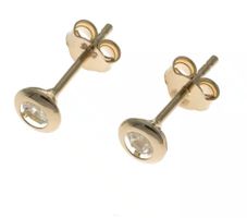 Ohrstecker aus 585 Gold 14 Karat mit Zirkonia 5 mm Durchmess