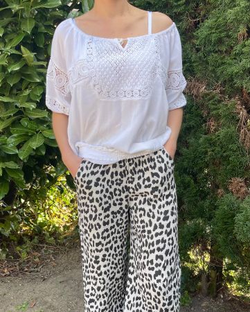 Camicetta bianca estiva con pizzo - tgM/L-vacanze
