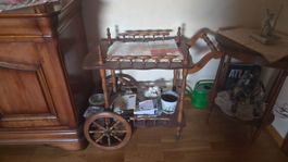 chariot de service / desserte roulante en bois, style vintag