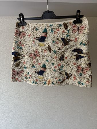 H&M Minirock, Gr 42 Pailletten Vogel- und Schmetterlingsmust