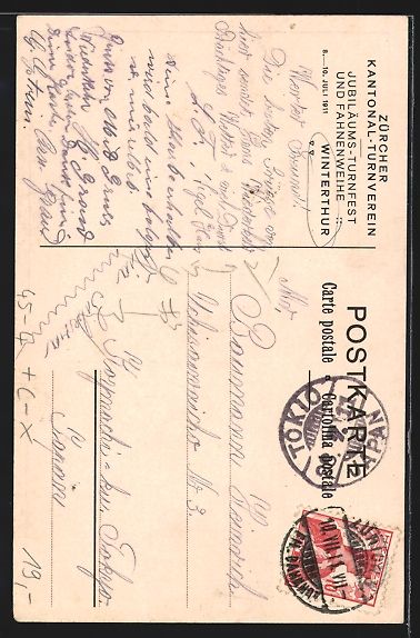 Cartoline postali: Winterthur, Jubiläums-Turnfest und Fahn – Usato da Berlin venduto da bartko-reher 1