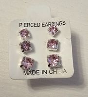 Neu! 3 x Steckohrringe mit eingefasstem Strass Rosa
