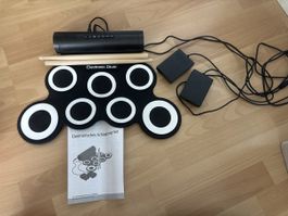 Elektronisches Schlagzeug Set inklusiv Zubehoer schwarz