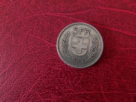 Münze 5 Fr CH  13 Sternee  1931