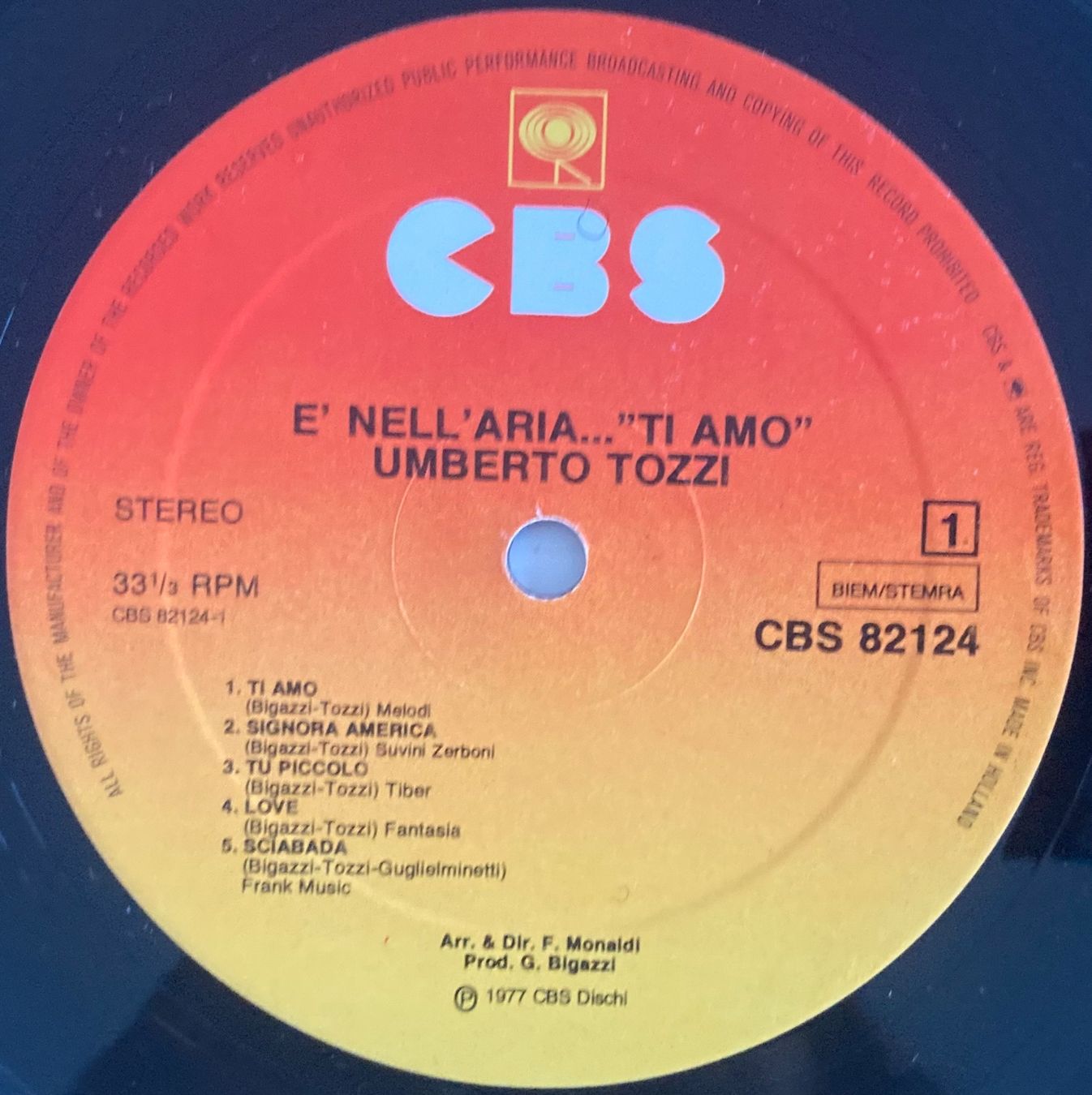 Dischi in vinile: UMBERTO TOZZI - È NELL'ARIA... TI AMO – Usato da Poliez-Pittet venduto da Newtown-Records 2