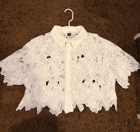 Shein Bluse Weiss, Gr. L, Sommer Spitze Top, Neuwertig