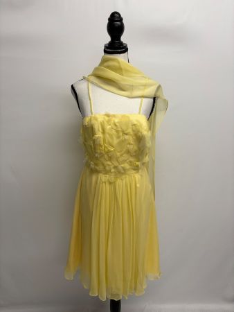Modissa gelbes Kleid mit Stola Gr. 34 Cocktailkleid Spitze