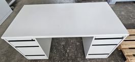 Bürotisch weiss mit Schubladen und Einsaetzen gebraucht