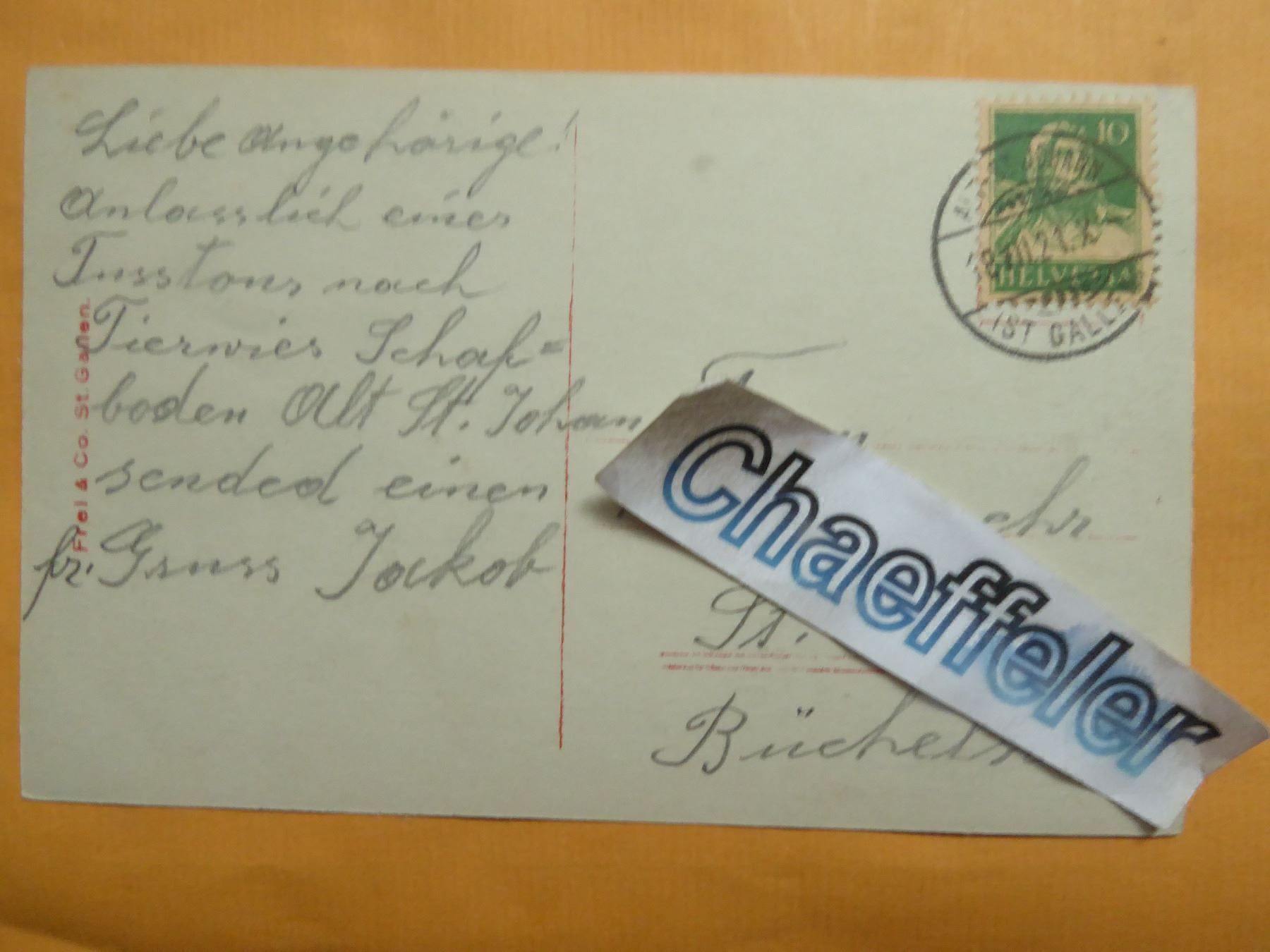 Cartoline postali: 1921 1463. Gräppelensee m. Wildhauser Schafberg – Usato da Zürich venduto da Chaeffeler 1