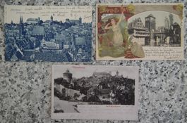 Gruss aus Nürnberg 1900,  drei alte Ansichtskarten nach Zug