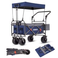 Luxus Bollerwagen faltbar mit Dach blau
