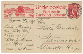 1924 Bildpostkarte GENÈVE, Kat.-Nr. 104-020, gest. Lugano