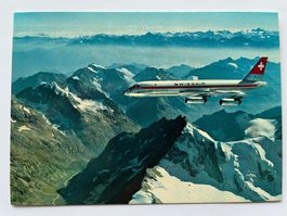 Postkarte Swissair Coronado CV990 über den Walliser Alpen