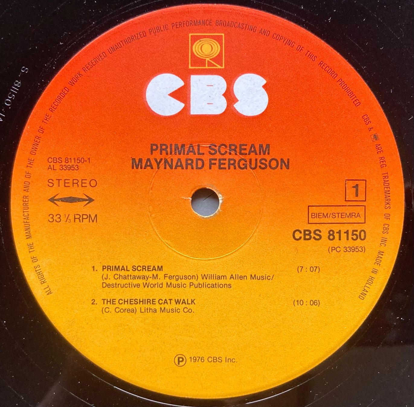 Vinyles: MAYNARD FERGUSON - PRIMAL SCREAM – D'occasion à Poliez-Pittet par Newtown-Records 2