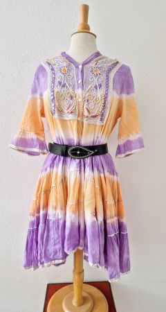 TUNIKA INDIEN M S STICKEREI BATIK KLEID,  TOP ZU SNEAKER