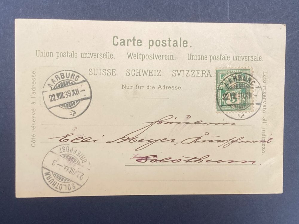 Cartoline postali: Gruss aus Olten - Jahr 1899 – Usato da zürich venduto da papalapa