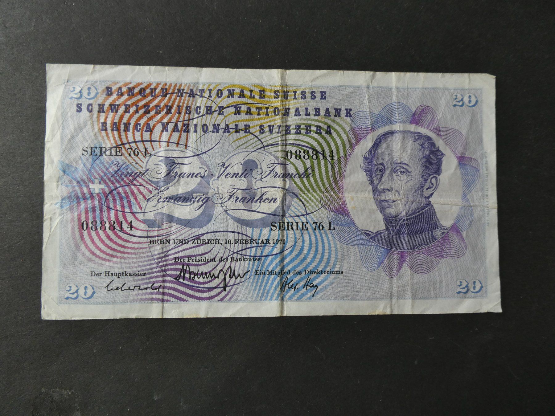 Banconote: Schweiz 1973, 20 Franken – Usato da Hinterforst venduto da Rohusri