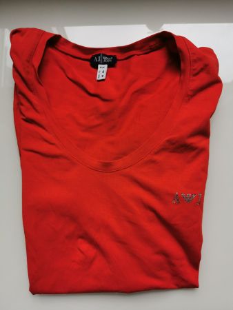 Emporio Armani EA7 T-Shirt Rot Neu EU 42 USA M Strass
