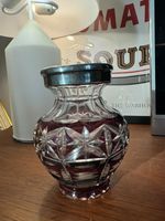 ancien vase en verrree et argent