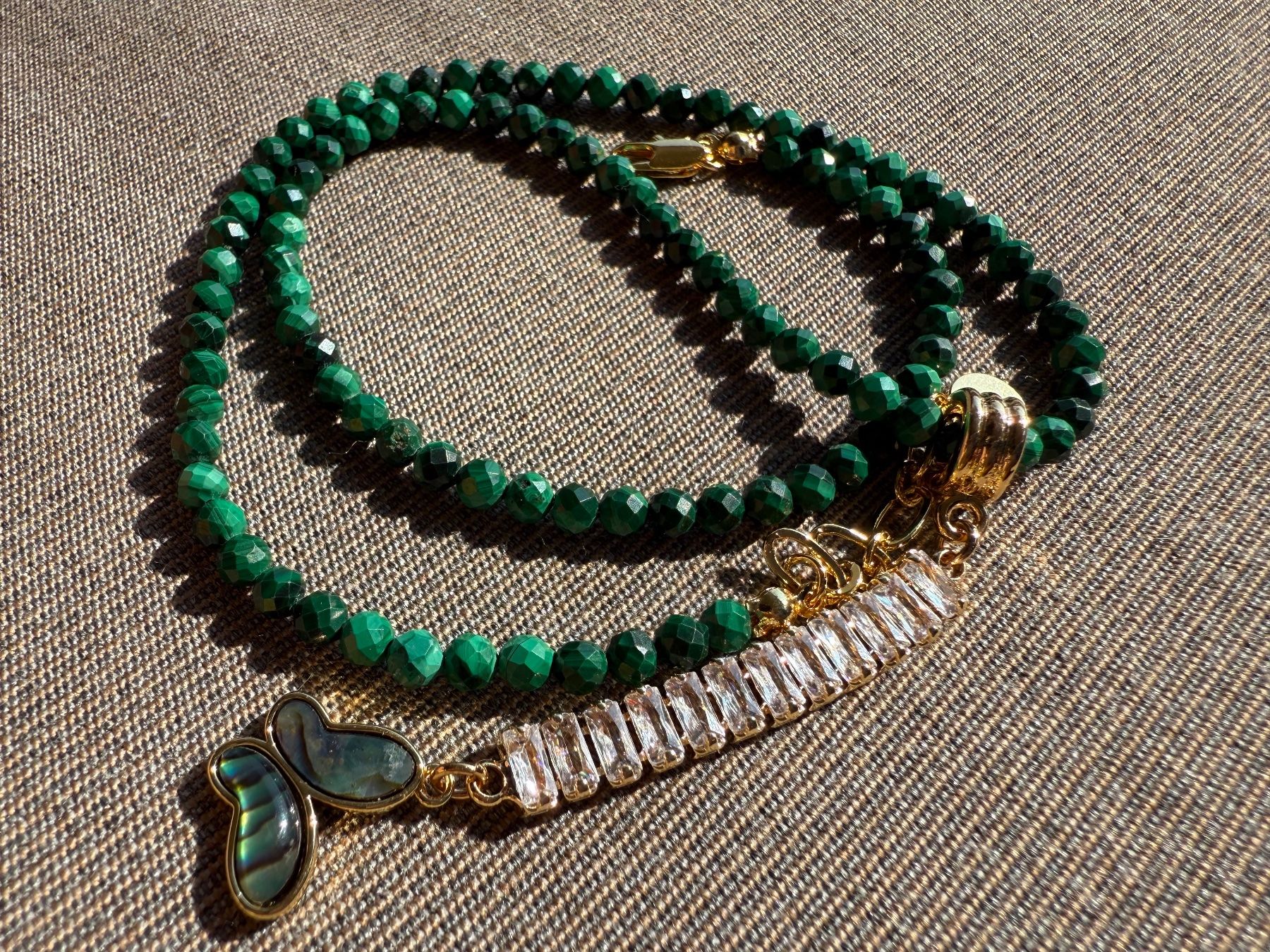 Catenine: Malachit Kette Halskette Collier Schmetterling Halsschmuck – Nuovo (secondo la descrizione) da Rotkreuz venduto da beltraum 4