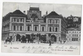 St.Gallen,Post mit Blick auf Bahnhof um 1904, Rasierklingen⨀