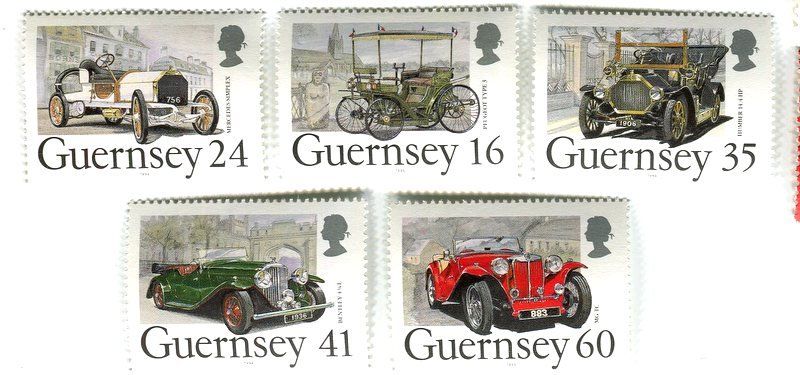 Tutti i francobolli: Briefmarken "Oldtimer". Guernsey – Nuovo e nell'imballaggio originale da Basel venduto da Butsch5