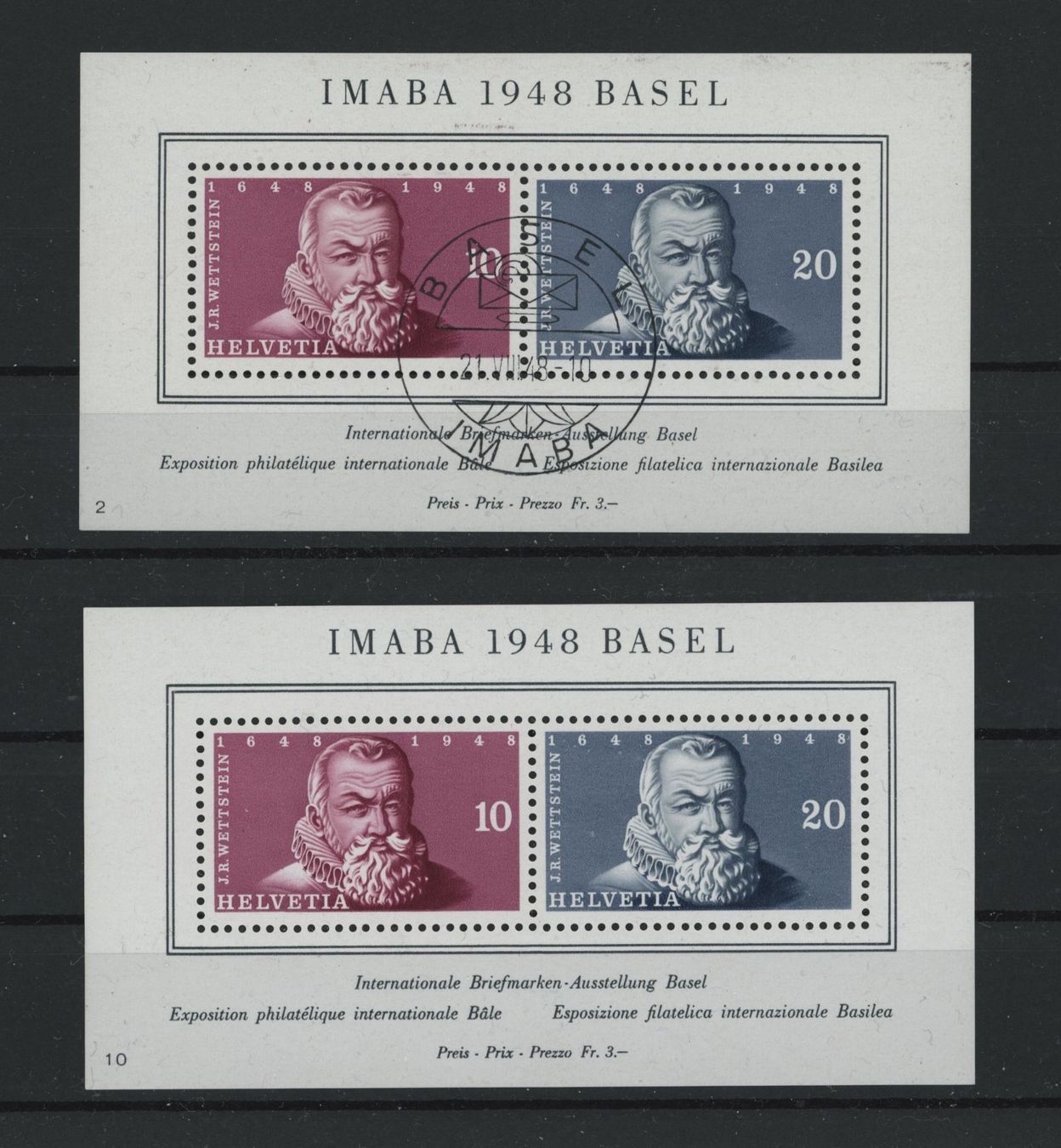 Tutti i francobolli: IMABA BASEL 1948, postfrisch** und ET gestempelt – Nuovo (secondo la descrizione) da Utzigen venduto da sprint.007