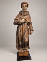 Antike Skulptur Francesco d’Assisi, geschnitzt, 112cm