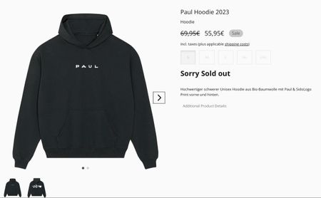 SIDO PAUL HOODIE (M) + Mütze