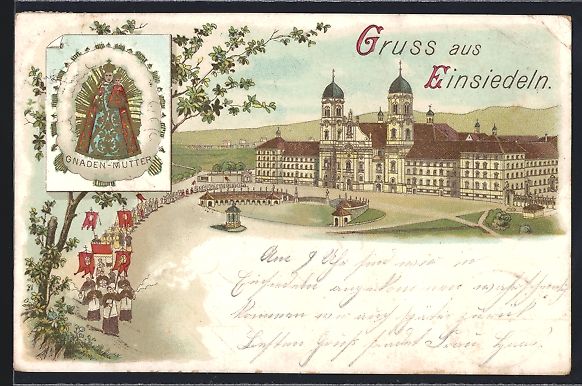 Cartoline postali: Litho Einsiedeln, Wallfahrtskirche, Gnad – Usato da Berlin venduto da bartko-reher