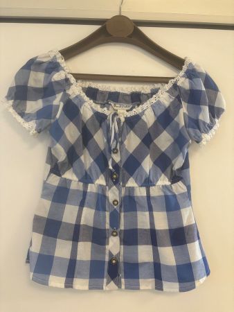 Karierte Bluse blau - Oktoberfest Gr. XS