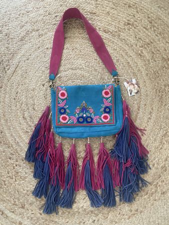 Wunderschöne Wildleder-Tasche mit bunten Quasten, neu🌸