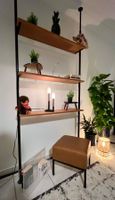 70er Design Teleskopregal, Holz und Metall.