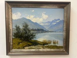 Ölbild auf Leinen Feldbach am Zürichsee von E. Bachmann