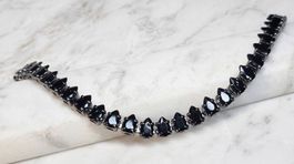 Bracciale tennis con pietre nere metallo argento