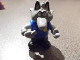 Wolf grau / Polizist, blaues T-Shirt