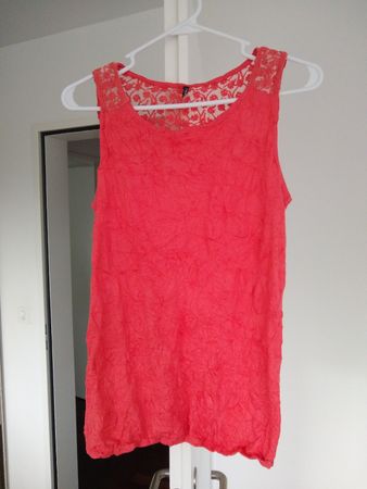 Coral Lace Back Tank Top, Size XS