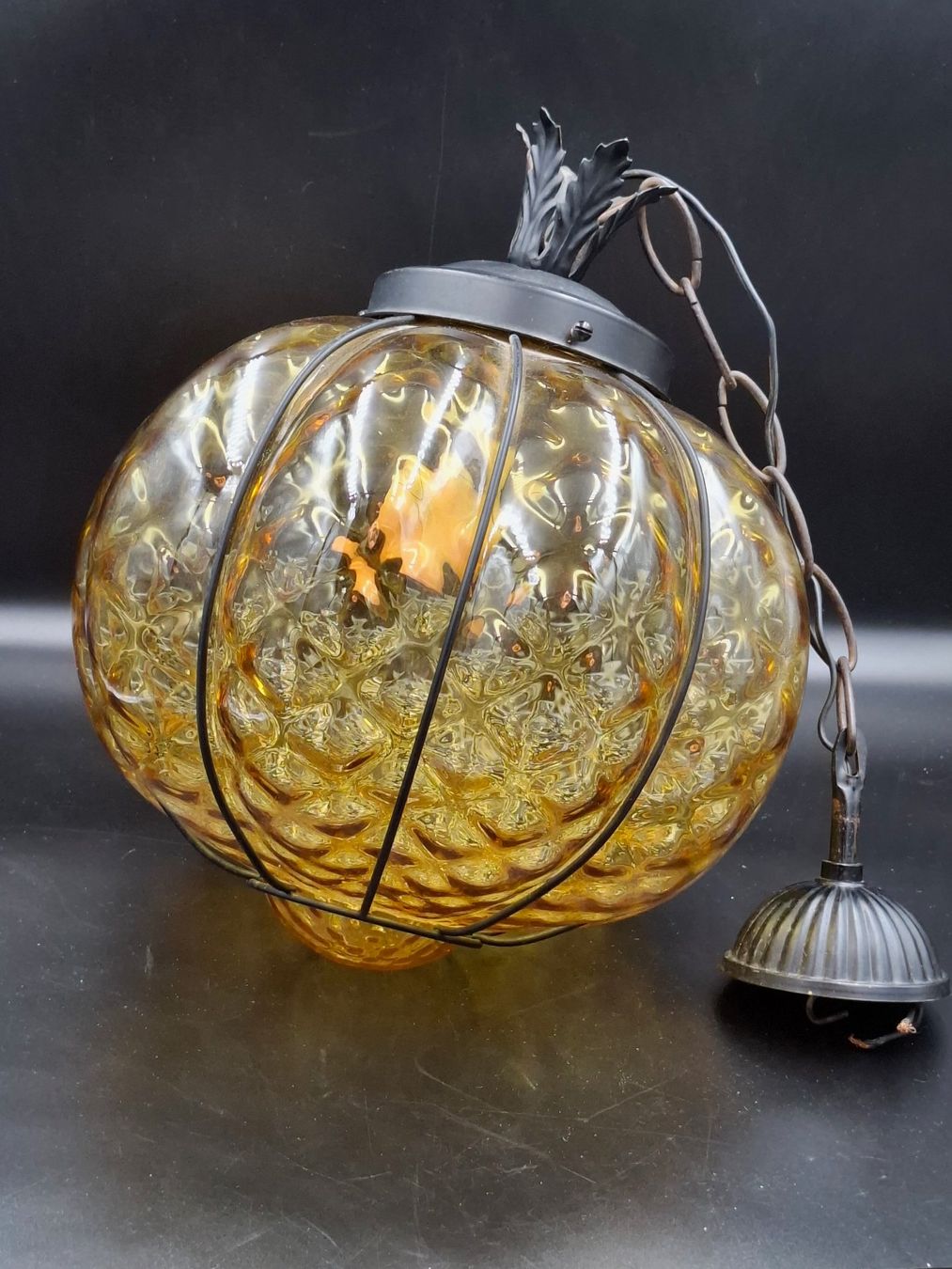 Lampadari & plafoniere: Pendelleuchte Murano Gold Glas Bernstein Stil 50er Boho Chic – Usato da Zürich venduto da bruzolda 2