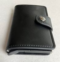 Kreditkartenetui Kunstleder schwarz mit Druckknopf