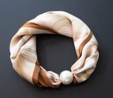 Elegant100% Silk Scarf with magnet Pearl button new gift pac