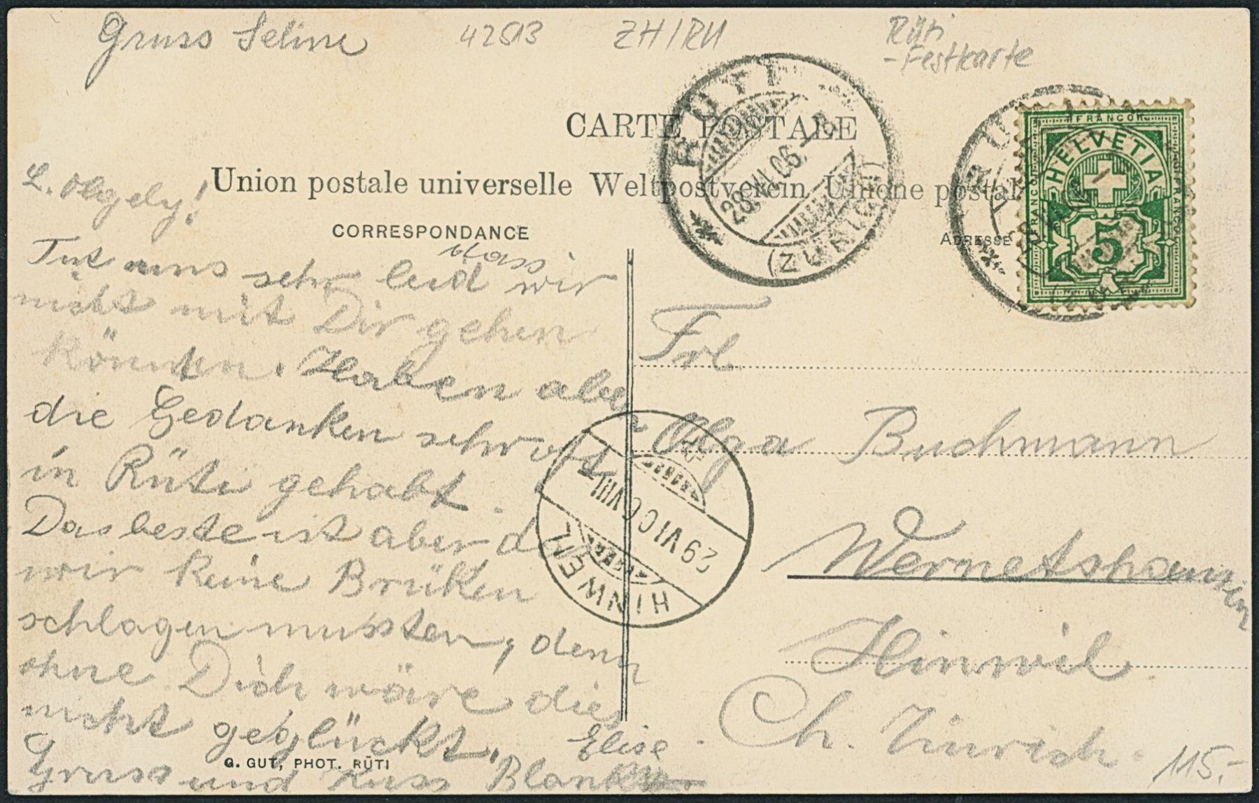 Cartes postales: ZH Rüti – D'occasion à Schindellegi par dolpitz 1