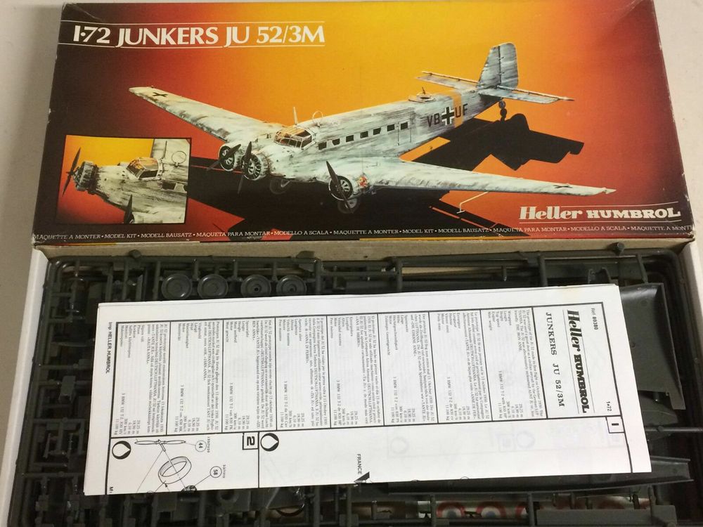 plastic model kit scale 1/ 72 HELLER N 80380 JUNKERS JU 52/3 (Neu und ...