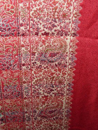 écharpe rouge kashmiri motifs indiens neuf pour femme